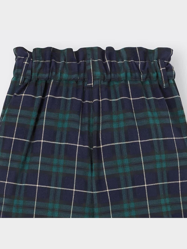 GIRLS起毛チェックプルオンワイドパンツ