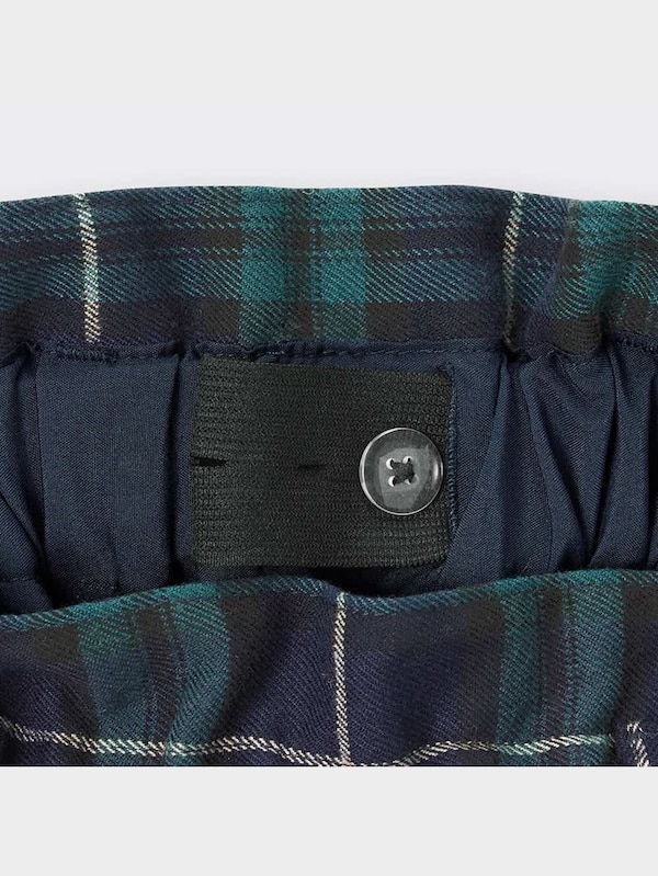 GIRLS起毛チェックプルオンワイドパンツ