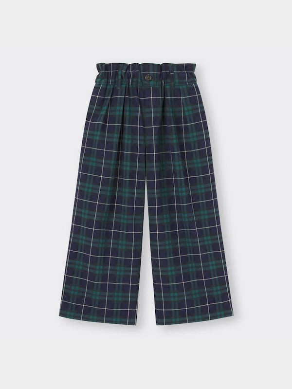 GIRLS起毛チェックプルオンワイドパンツ