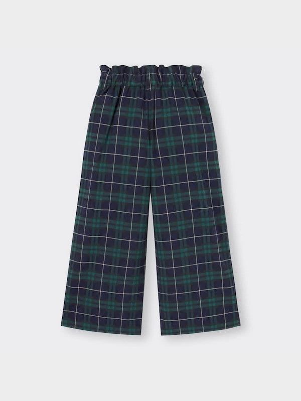 GIRLS起毛チェックプルオンワイドパンツ