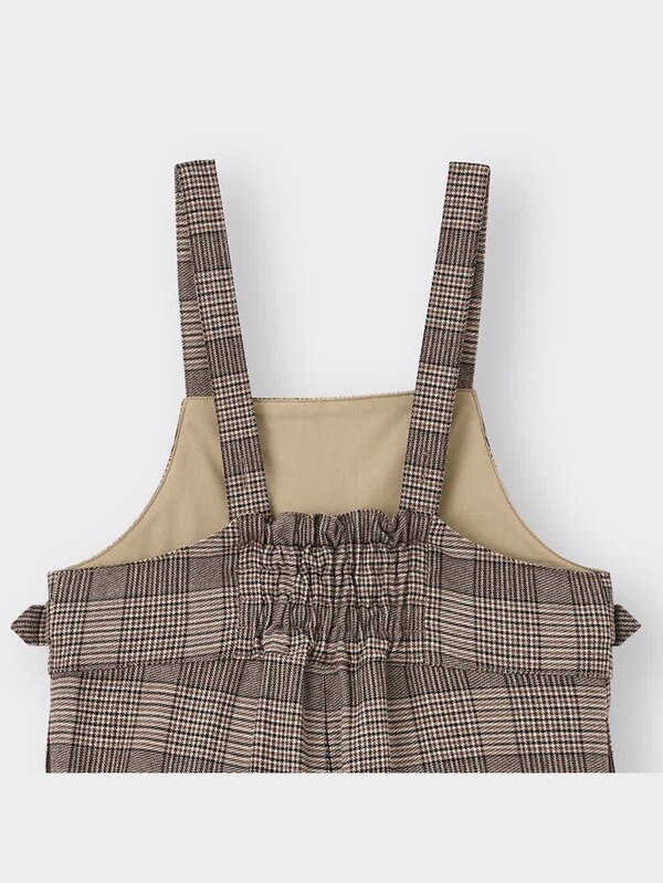 GIRLSチェックサロペットワイドパンツ+E