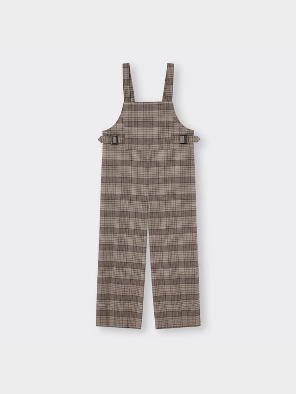 GIRLSチェックサロペットワイドパンツ+E