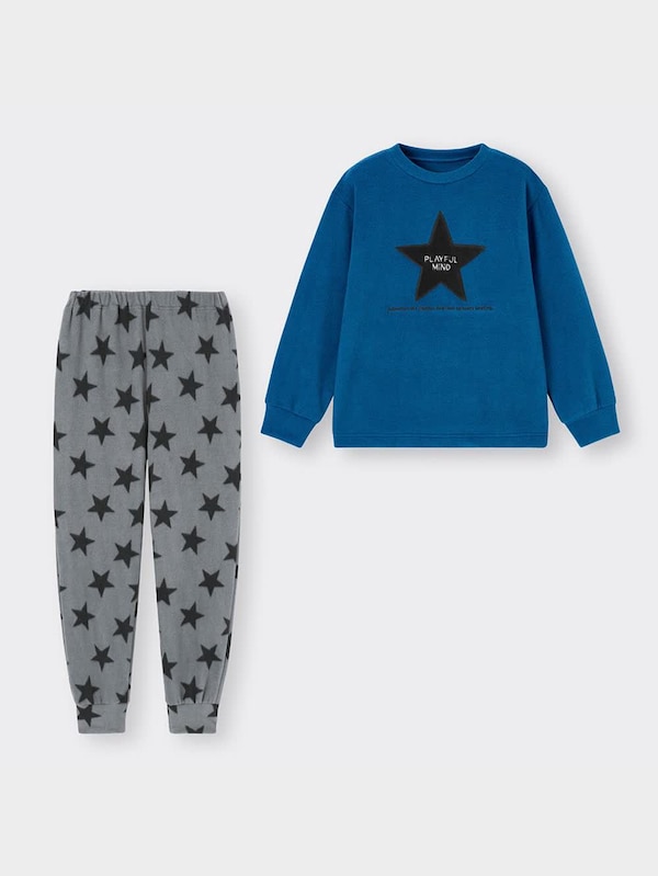 KIDS(男女兼用)フリースラウンジセット(長袖&ロングパンツ)(スター)