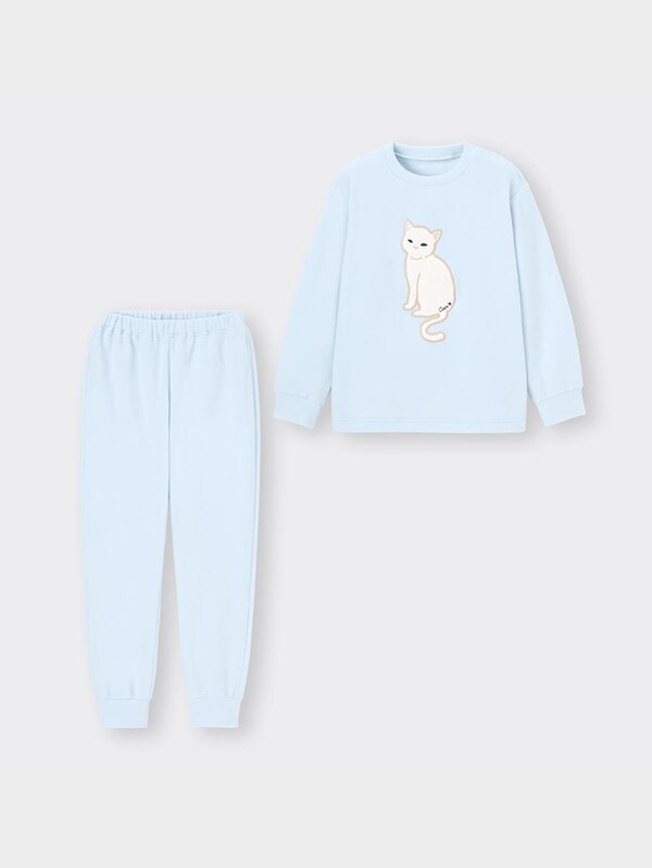 GIRLSフリースラウンジセット(長袖&ロングパンツ)(キャット)