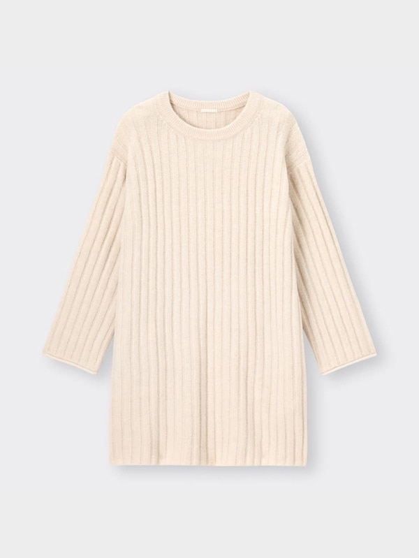 パフィータッチワイドリブニットミニワンピース(長袖)RS+X