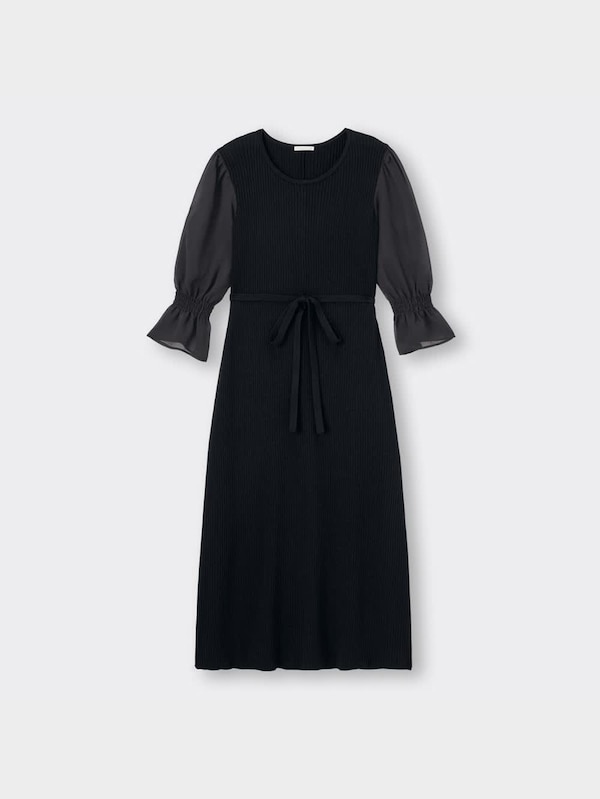シフォンスリーブニットワンピース(7分袖)Z