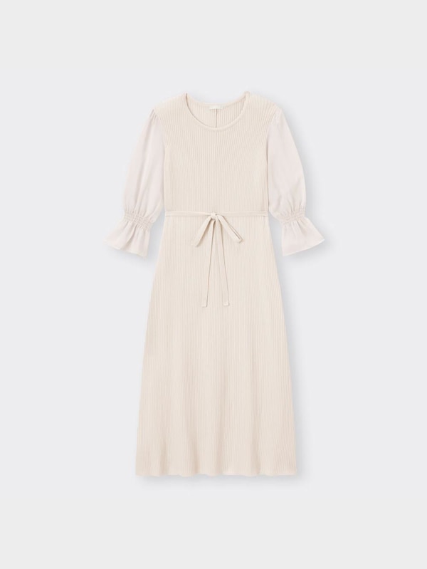 シフォンスリーブニットワンピース(7分袖)Z