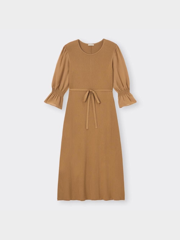 シフォンスリーブニットワンピース(7分袖)Z