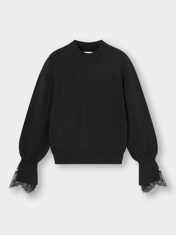 レーストリムパフスリーブセーター(長袖)Z