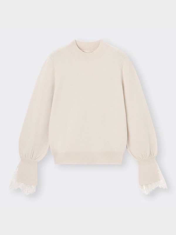 レーストリムパフスリーブセーター(長袖)Z