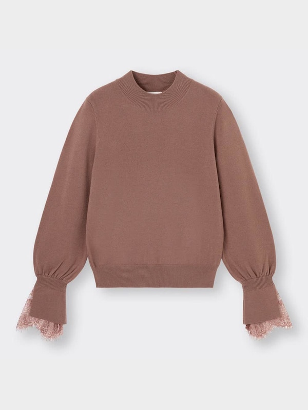 レーストリムパフスリーブセーター(長袖)Z