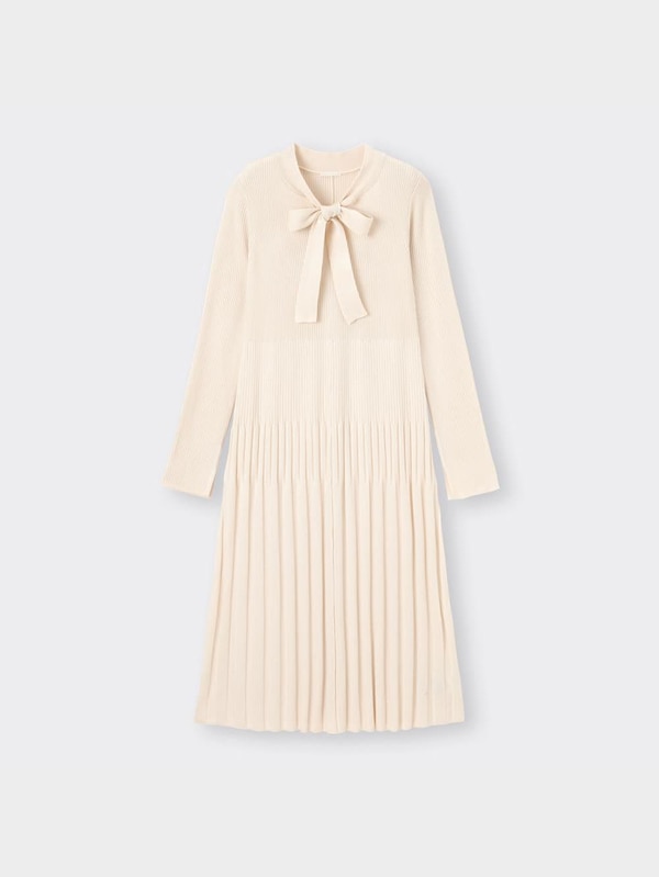 ボウタイニットワンピース(長袖)Z
