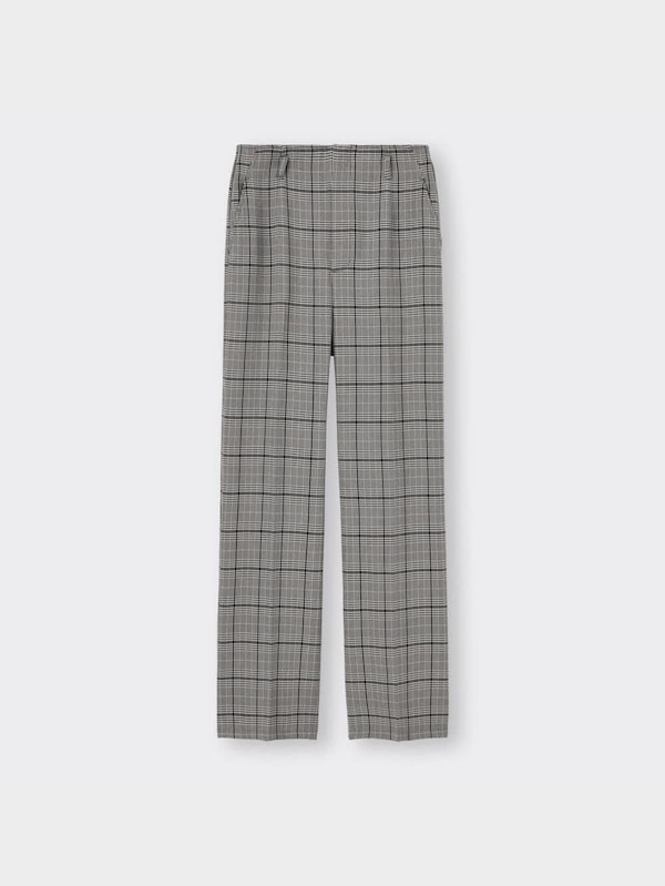 ハイウエストストレートスラックス(チェック)(セットアップ可能)