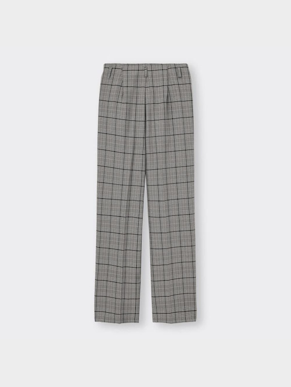 ハイウエストストレートスラックス(チェック)(セットアップ可能)