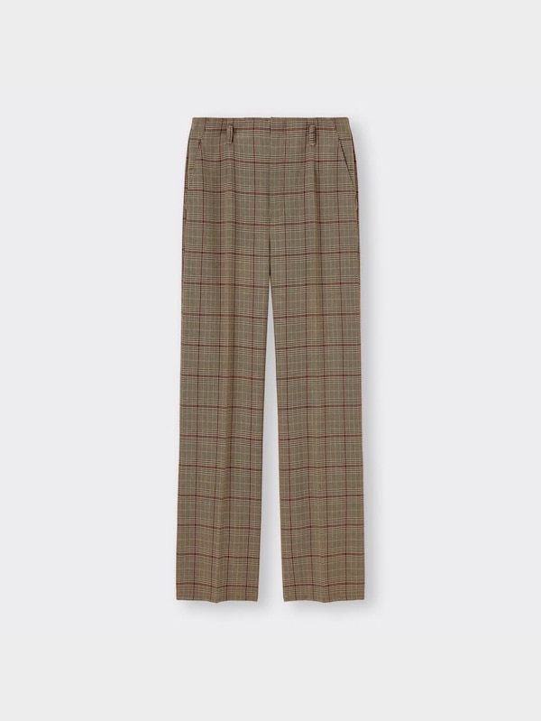 ハイウエストストレートスラックス(チェック)(セットアップ可能)