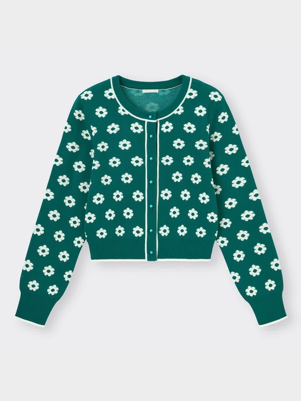 ジャカードカーディガン(長袖)(フラワー)YT+E(アンサンブル可能)
