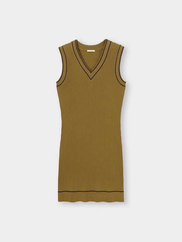 バイカラーニットミニワンピース(ノースリーブ)YT+E