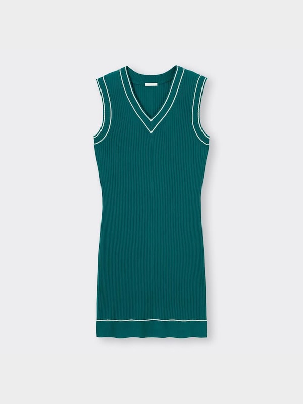 バイカラーニットミニワンピース(ノースリーブ)YT+E