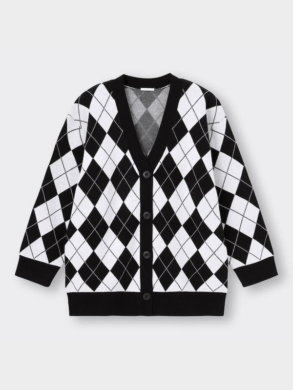 アーガイルオーバーサイズカーディガン(長袖)YT+E