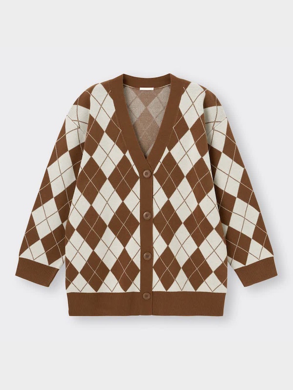 アーガイルオーバーサイズカーディガン(長袖)YT+E