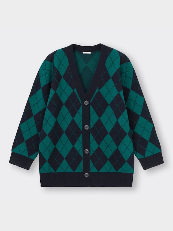 アーガイルオーバーサイズカーディガン(長袖)YT+E