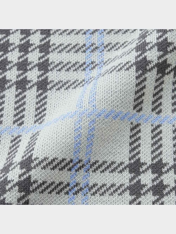 チェックジャカードクロップドカーディガン(長袖)YT+E