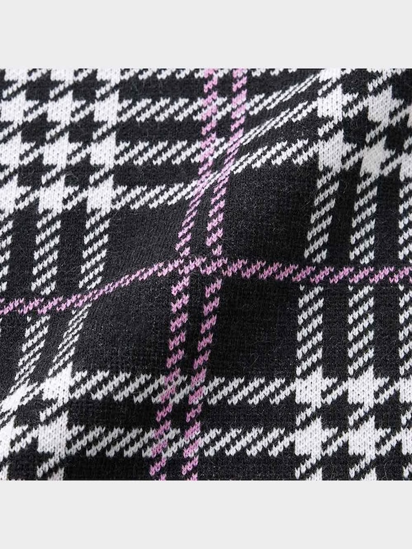 チェックジャカードクロップドカーディガン(長袖)YT+E