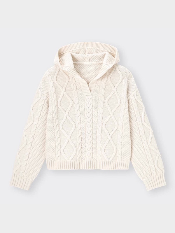 ケーブルフーディセーター(長袖)YT+E(セットアップ可能)