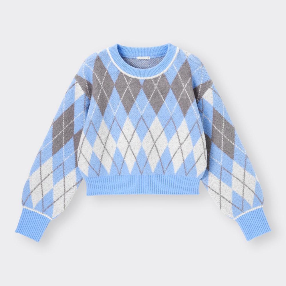 （GU）クロップドアーガイルセーター(長袖)YT+E