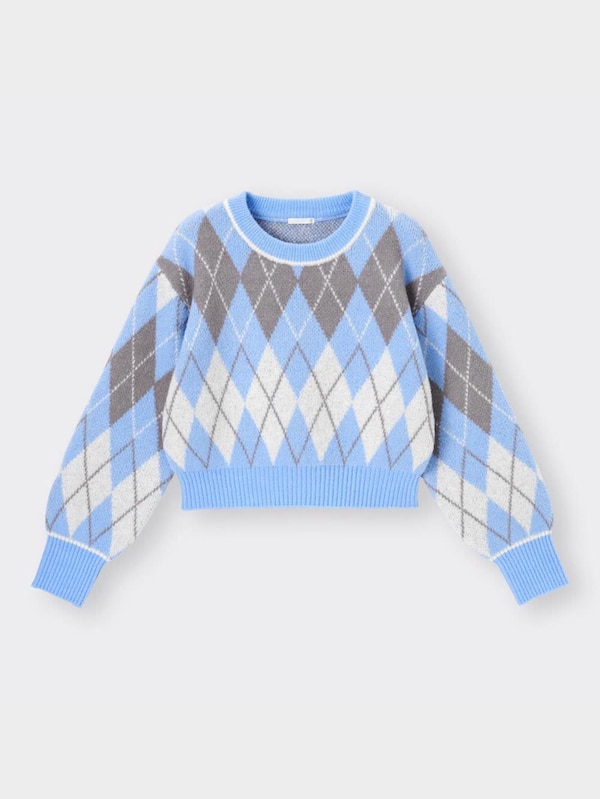 クロップドアーガイルセーター(長袖)YT+E