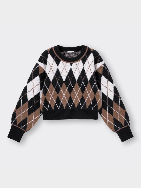 クロップドアーガイルセーター(長袖)YT+E