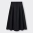 ハイウエストフレアミディスカート(丈標準83.0～87.0cm)-BLACK
