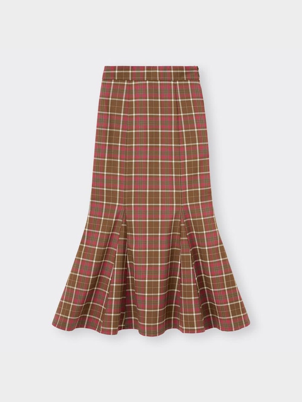 チェックマーメイドロングスカート