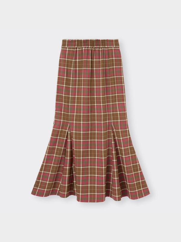 チェックマーメイドロングスカート