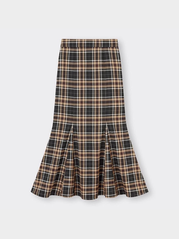 チェックマーメイドロングスカート