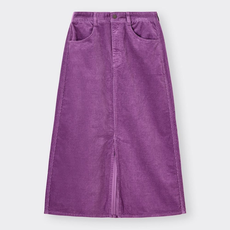 GU ジーユー コーデュロイAラインスカート 紫 フレア