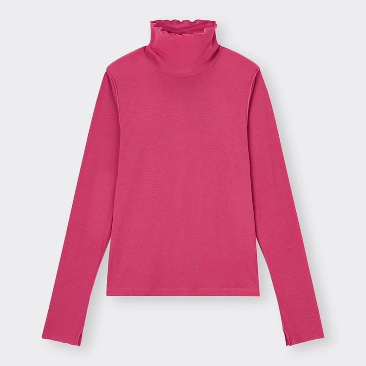 リブハイネックセーター ピンク Sサイズ