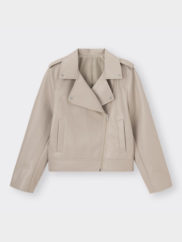 フェイクレザーライダースジャケットYT+E