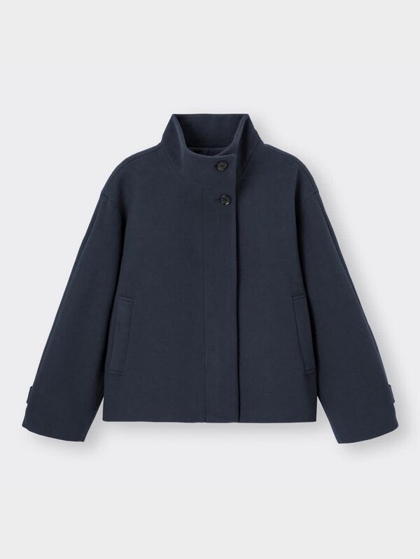 ニットメルトンスタンドカラーショートコートZ+E