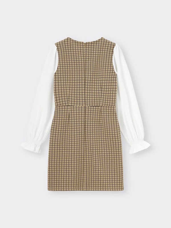 スリーブコンビネーションワンピース(チェック)(長袖)YT+X