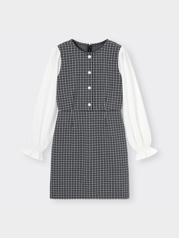スリーブコンビネーションワンピース(チェック)(長袖)YT+X