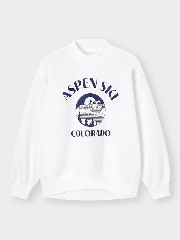 グラフィックモックネックスウェットプルオーバー(長袖)