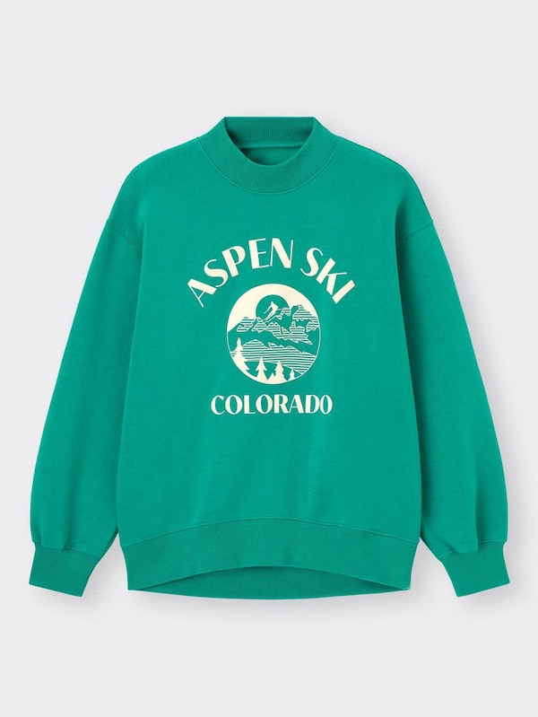 グラフィックモックネックスウェットプルオーバー(長袖)