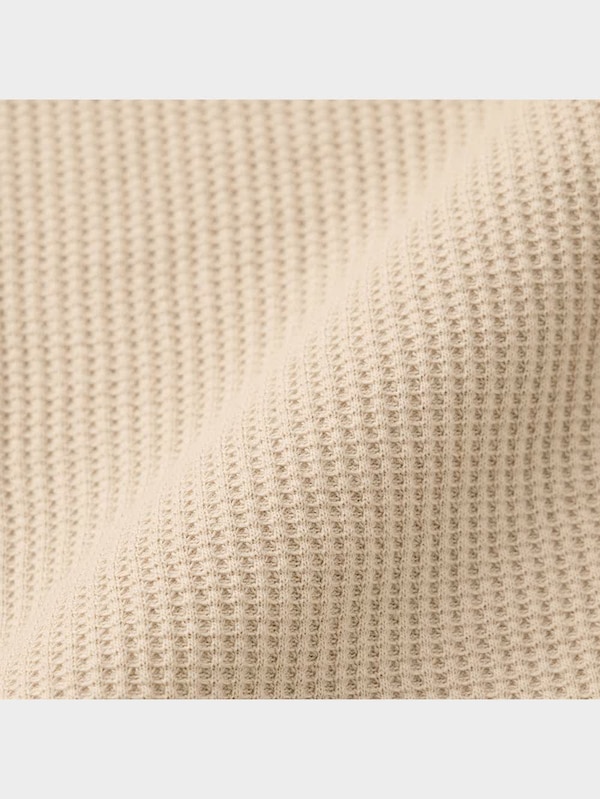 ワッフルバックヘンリーネックフレアワンピース(長袖)