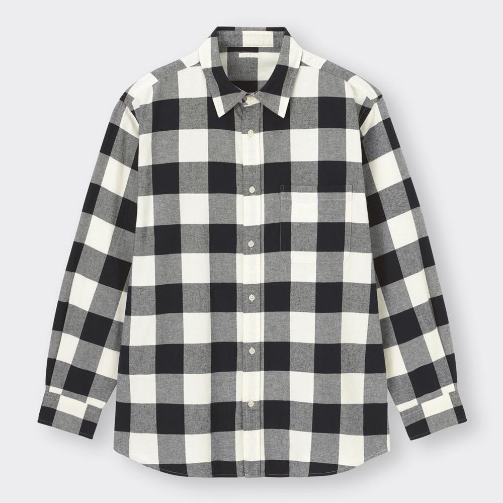 （GU）フランネルリラックスフィットシャツ(長袖)(チェック3)