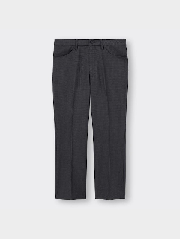 センタープレスストレートパンツ(チェック)