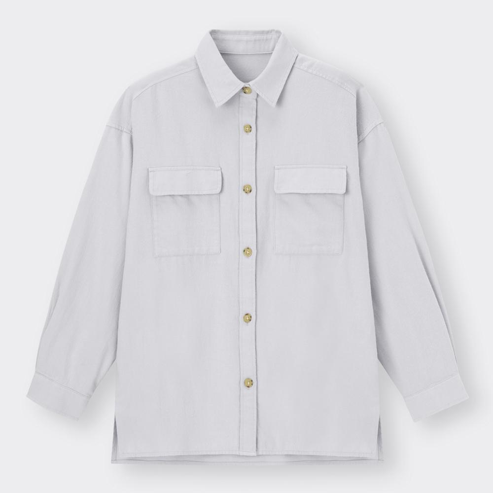 （GU）フランネルオーバーサイズシャツ(長袖)RS+E