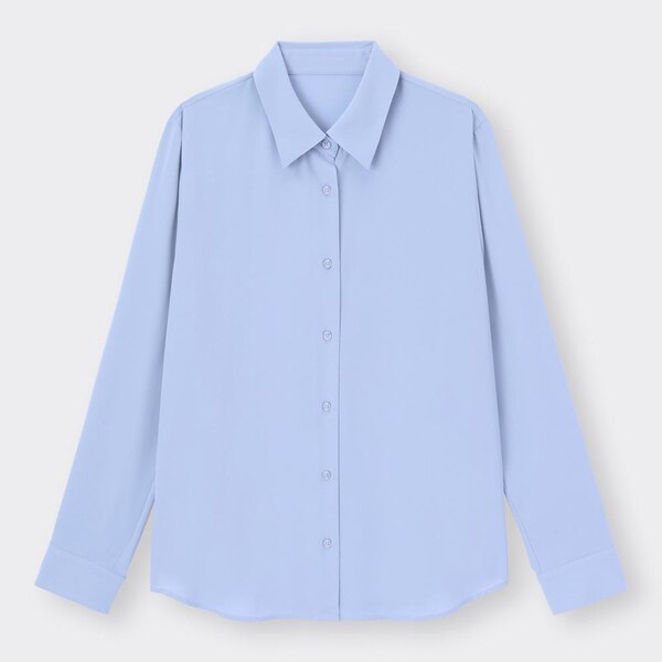 ドレープレギュラーカラーシャツ(長袖)-BLUE