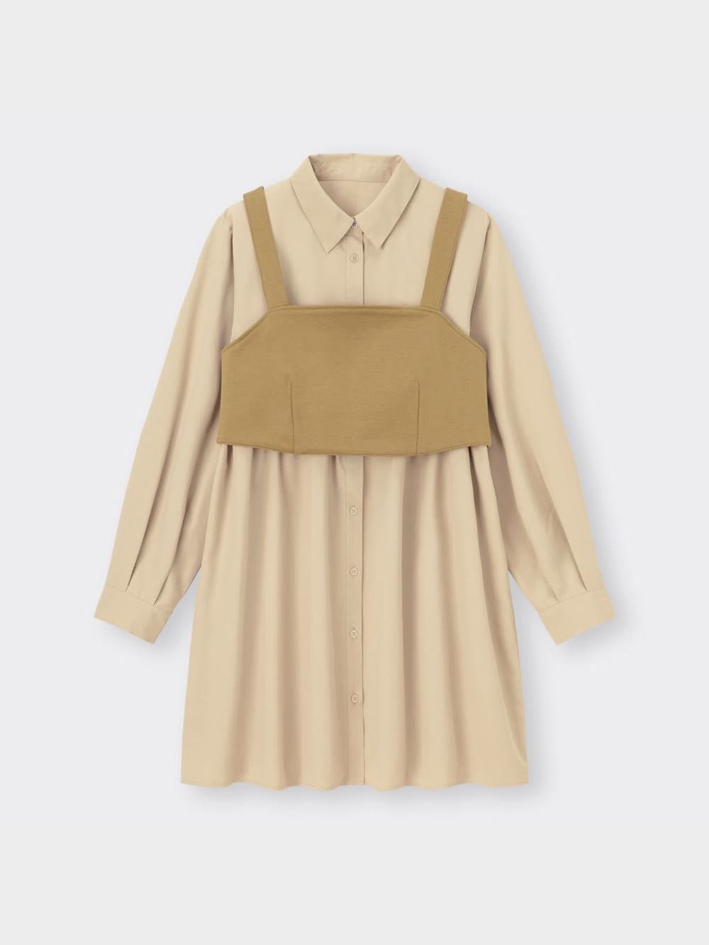 GU公式 | ビスチェコンビネーションロングシャツ(長袖)Q
