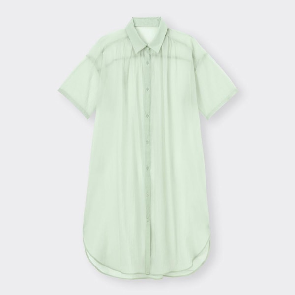 シアーロングシャツ(5分袖)-GREEN